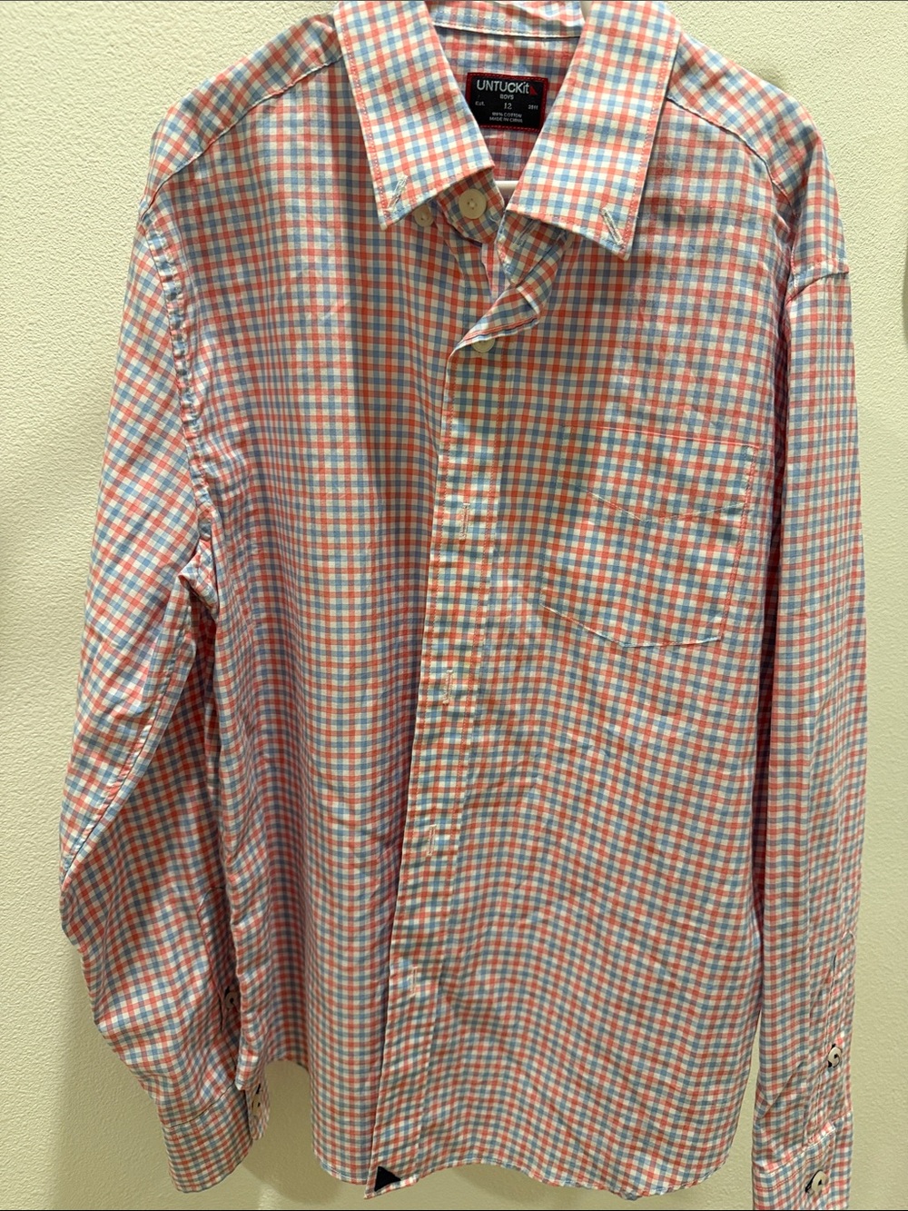 UNTUCKit Boys  Pink and Blue Gingham Button-Up Shirt